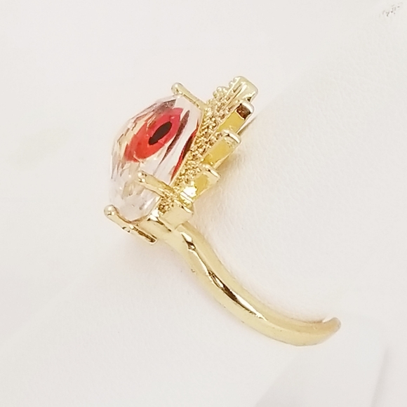 Evil Eye Adjustable Ring. Red. 18K Gold Plated. New - Picture 5 of 7